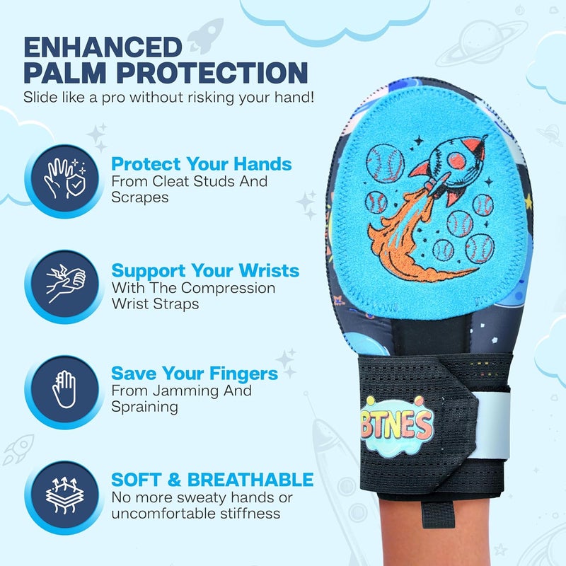 BTNES Baseball Sliding Mitt - Youth and Adult Sizes - Baseball and Softball – Hand Protection for Runners – Ambidextrous Design, Comfortable & Secure Fit for Kids, - Image 5